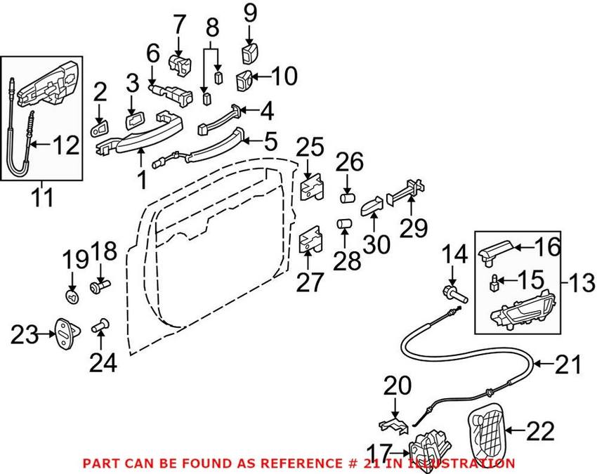 Audi Door Latch Cable - Front 8K0837085A